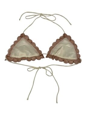Tularosa Cream Bra with Light Brown Scallop Trim